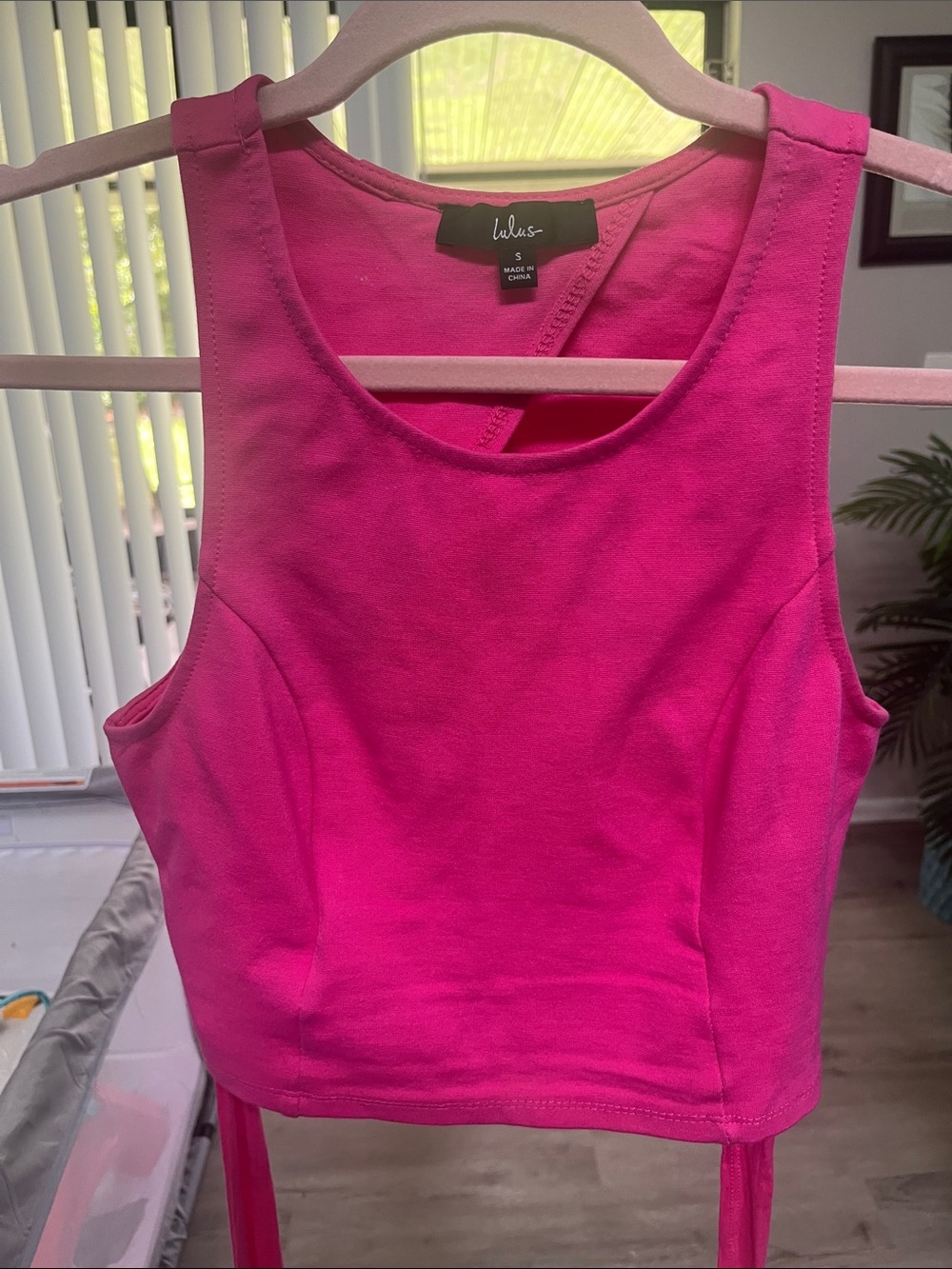 Lulu's Hot Pink Cropped Tank Top - Sleeveless Scoop Neck